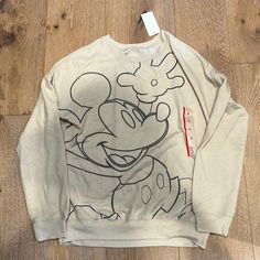 Neutral Disney Mickey Sweatshirt. Women’s Xs. Nwt. Never Worn. Non Smoking No Pet Home. Excellent Condition. Very Soft & Cute!! Casual Character Print Sweatshirt For Loungewear, White Mickey Mouse Top For Fall, Casual Mickey Mouse Tops With Relaxed Fit, Disney Style Top For Fall Streetwear, Disney Style Long Sleeve Tops With Relaxed Fit, Casual Mickey Mouse Tops For Winter, Disney Tops For Streetwear In Fall, Disney Crew Neck Top With Relaxed Fit, Disney Tops With Relaxed Fit And Long Sleeve