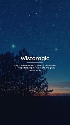 the night sky with stars above it and text that reads,'wistracc '