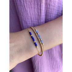 **DESCRIPTION** Delicate gold filled bracelet with micro-faceted lapis lazuli beads. Individually selected high quality gemstones make the bracelet truly special and one of a kind. The delicate and minimalist design goes well with both casual and sophisticated looks. Wear it by itself or stacked up with other minimalist bracelets available at the shop. **MATERIALS** - 14kt gold filled chain - 14kt gold filled clasp and chain extender (1 inch) - Lapis lazuli beads (approx. 3mm) **PACKAGING** All Dainty Yellow Gold Beaded Bracelets With Faceted Beads, Dainty Yellow Gold Beaded Bracelet With Faceted Beads, Adjustable 14k Gold-filled Bracelets With Faceted Beads, Adjustable Faceted 14k Gold Filled Bracelets, Gold Bracelets With Lapis Lazuli And Natural Stones, Dainty Blue Beaded Bracelets With Faceted Beads, Dainty Blue Bracelets With Faceted Beads, Dainty Blue Bracelets With Natural Stones, Dainty Yellow Gold Bracelets With Gemstone Beads