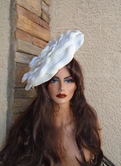 This is a very large Foam floral that sits on a satin ivory headband. The floral is 17 inches wide and weighs 4oz so light you don't feel like your wearing a hat. ships immediately see the shop for 200 more trending on point hats White Headpiece For Church Events In Spring, White Spring Headpiece For Church, White Headpiece For Church In Spring, Spring Church Headpiece In White, Cream Kentucky Derby Fascinator With Handmade Flowers, Cream Fascinator With Handmade Flowers For Kentucky Derby, White Church Hat With Handmade Flowers, White Chic Fascinator For Spring, Cream Summer Fascinator With Handmade Flowers