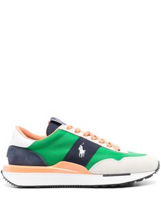 bright green multicolour multi-panel design colour-block design logo patch at the tongue embroidered logo to the side signature Polo Pony motif branded heel counter front lace-up fastening almond toe branded insole chunky rubber sole Aviator Watch, Polo Pony, Balenciaga Track, Office Bag, Balenciaga Triple S, Custom Watch, Summer Beach Wear, Block Design, Derby Shoes