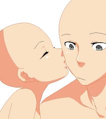 an image of a woman kissing a baby on the cheek with her eyes wide open