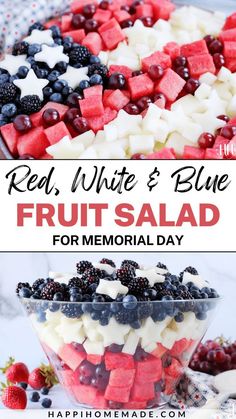 red, white and blue fruit salad for memorial day