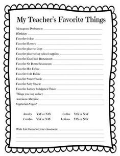 a teacher's favorite things list with black and white writing on the bottom corner