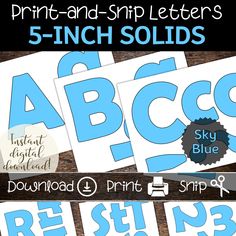 print and stamp letters for 5 - inch cards, including the letter abc's