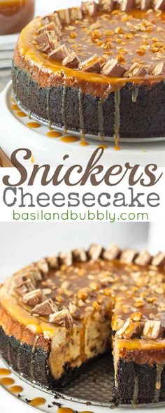 there is a cheesecake with peanut butter on top