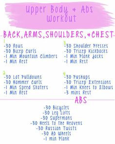 the upper body and abs workout list is shown in pink, blue, and white