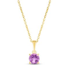 This beautiful necklace features a vibrant round amethyst, perfect for celebrating a February birthday. As many as seven additional pendants can be added to the necklace to represent the ones you love. Styled in 10K yellow gold, the birthstone pendant sways from an 18-inch cable chain that secures with a spring-ring clasp. Amethyst Birthstone Necklace, Amethyst Birthstone, February Birthday, Birthstone Pendant, Accessories Jewelry Necklace, Beautiful Necklace, Birthstone Necklace, Spring Rings, Cable Chain