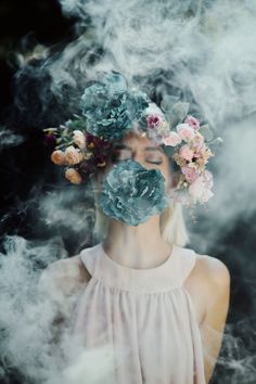 I Use Smoke Bombs To Create Powerful Portraits | Bored Panda Rauch Fotografie, Photo Halloween, Ben Johnson, Poster Photography, Flowers In Her Hair, Greeting Card Set, Creative Photography