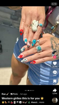 Cowboy Nail Art, Rodeo Nails, Cowboy Nails, Black Gel Nails, Western Nails, Country Nails, 2024 Nails, Cowboy Baby, Nails Design With Rhinestones