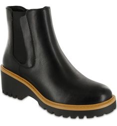 MIA Ezri Chelsea Boot (Women) | Nordstromrack Lug Sole Booties, Mia Mia, Chelsea Boot Women, Chunky Block Heels, Chelsea Boot, Toe Designs, Lug Sole, Black Booties, Black Ankle Boots