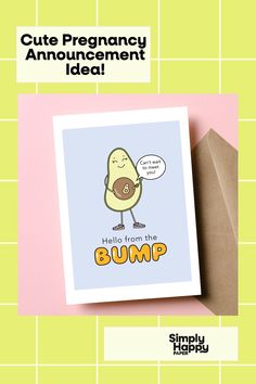 a card with the words cute pregnant announcement idea on it and an image of a baby bump