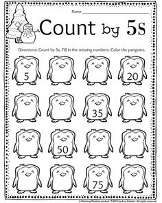 a counting sheet with penguins and numbers for the number 5 to 10 in each row