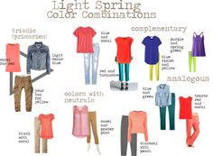 Light Spring Color Combinations Spring Color Combinations, Light Spring Palette, Warm Spring Outfits, True Spring Colors, Boho Chique, Spring Colours