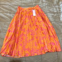 Brand New! Size 6 Pink Full Maxi Skirt For Spring, Spring Full Skirt In Orange, Pink A-line Maxi Skirt For Spring, Spring Pink A-line Bottoms, Pink A-line Maxi Skirt For Summer, Spring A-line Pink Bottoms, Pink A-line Summer Skirt, Spring Orange Pleated Skirt, Orange Pleated Skirt For Spring