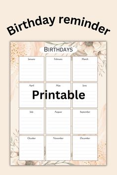 Birthday reminder chart Birthday Chart, Business Documents