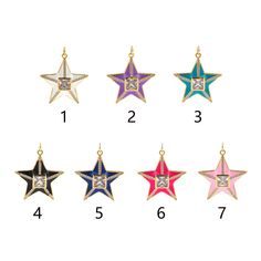 💕18K Gold Filled Star Pendant,Enamel Celestial Charm Earrings Necklace for DIY Jewelry Making Supply💕 💕Size:31x27x4mm 💕Safety Product Standards All products are using safe materials and comply with CPSIA and EU standards. Lead Free & Cadmium Free & Nickel Free 💕Usage Jewelry making component. For bracelet, necklace, or other crafts. Please contact us and we will revert you creative ideas for making it into finished product. 💕Excellent gift: wife, girlfriend, sister, daughter, mom, mother, bridesmaid, and friends for graduation, birthday, Mother's Day, Christmas, Valentines Day, wedding anniversary, and more! Gold Celestial Pendant Charm Necklaces, Celestial Star Charm Necklace, Gold Enamel Star Jewelry, Enamel Star Charm Jewelry, Gold Enamel Pendant Charms, Nickel-free Star-shaped Celestial Necklace, Star Pendant, Charm Earrings, Earring Necklace