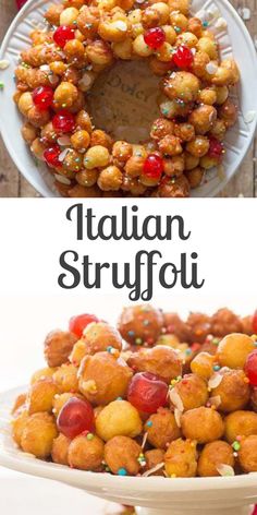 some food that is on a plate and in front of the words italian styrofi