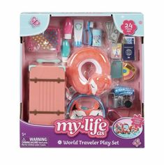 this is an image of a toy set in the packaging for my life as world traveler play set