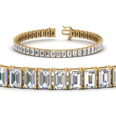 Illuminate her wrist with the lavish look of this gleaming 30ctw. diamond tennis bracelet. A row of miracles, 0.30 ct. emerald cut diamond accents radiate optimal shimmer. Each diamond is set to appear extra large and more brilliant, creating twice the sparkle. Held together with an open box clasp, this 7.0-inch bracelet is a chic mix of glamour and elegance.  Emerald cut diamonds of 14.10 Total Carat Weight with Clarity VS1 and Color H in a prong setting. Total Number Of Stones:- 47 Bracelets For 7 Inch Wrist Size. This 14 Ct. Emerald Cut Tennis Diamond Bracelet is also available in your desired choice of metals and gemstones. Free shipping within USA. One Year Manufacturing Warranty. Direct Manufacturing Prices. 30 Days Return Policy with Lifetime Upgrade.  Buy now and pay late Infinity Engagement Ring, Basket Set, Box Clasp, Rose Gold Metal, Tennis Bracelet Diamond, Debit Cards, Best Diamond, Emerald Cut Diamonds, Diamond Bracelets