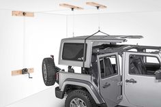 the jeep has two bars attached to it's roof