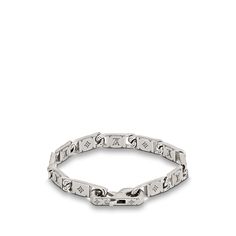 LOUIS VUITTON® - Monogram Tied Up Bracelet - Silver Luxury Adjustable Bracelet With Solid Link Construction, Luxury White Gold Bracelets With Silver-tone Logo, Luxury Engraved White Gold Chain Bracelet, Adjustable Luxury White Gold Chain Bracelet, Luxury Engraved Chain Bracelet For Formal Occasions, Designer Engraved White Gold Bracelets, Classic Silver Monogram Bracelet, Luxury Adjustable Engraved Bracelets, Luxury Adjustable Chain Bracelet