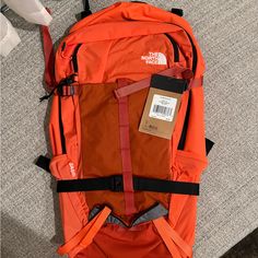 Basin 36 North Face Backpack In Orange The North Face Nylon Bag For Overnight Trips, The North Face Backpack For Hiking, The North Face Hiking Backpack, The North Face Standard Backpack For Daily Use, Functional The North Face Backpack, Functional The North Face Bag For Overnight Trips, Functional The North Face Standard Backpack, Nike Backpack Orange, The North Face Standard Backpack With Adjustable Strap