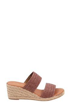 Woven straps add ample texture and earthy vibes to this lightly cushioned espadrille wedge sandal. 2 1/2" heel; 1/2" platform Cushioned footbed Synthetic upper/leather lining/synthetic sole Made in Spain Beach Straw Wedge Sandals With Cork-bed Midsoles, Vacation Espadrille Wedge Sandals With Textured Sole, Vacation Wedge Sandals With Textured Sole, Brown Wedge Sandals With Textured Sole For Vacation, Brown Textured Sole Wedge Sandals For Vacation, Comfortable Straw Platform Wedge Sandals, Comfortable Straw Wedge Heel Sandals, Straw Wedge Heel Sandals, Brown Espadrille Wedge Sandals For Vacation