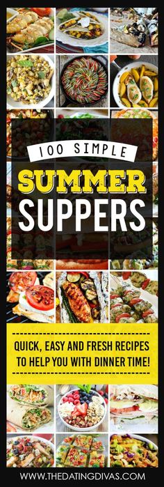 an advertisement for summer suppers with images of different foods