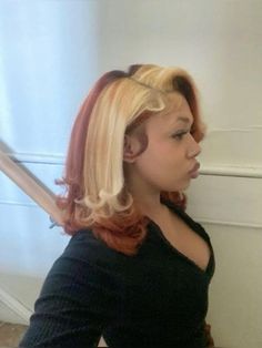 Red And Blonde Hair Color Black Women Natural Hairstyles, Burgundy And Honey Blonde Hair, Dyed Blonde Hair Black Women, Died Hairstyles Hair Dye For Black Women, Dyed Hair Inspiration Light Skin, Hair Color Combos Black Women, Hair Dye Ideas For Black Women