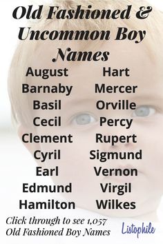 an old fashioned and uncommon boy names poster