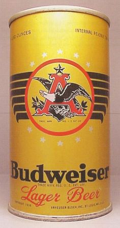 a can of budweiser lager beer sitting on a table