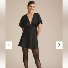 Anthropologie Bhldn Leila High-Shine Satin Deep-V Mini Dress In Black. New With Tags. Size Small. Loved The Dress Just Ordered The Wrong Size! Dressy V-neck Mini Dress For Brunch, Dressy V-neck Mini Dress For Cocktail, Dressy V-neck Cocktail Mini Dress, Chic A-line V-neck Dress For Night Out, Chic Cocktail V-neck Dress With Short Sleeves, Anthropologie Dress, Anthropologie Dresses, Deep V, New Dress