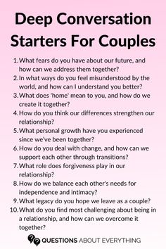 Ready to elevate your relationship with deeper conversations? This collection of deep conversation starters for couples is designed to boost communication and help you bond on a deeper level.  Perfect for any moment when you're looking to connect.  Pin it now and save these questions for your next romantic evening! Communication Starters For Couples, Intimate Questions For Couples Conversation Starters, Communication Games For Couples, Romantic Conversation Starters, Deep Conversation Starters For Couples, Couple Conversations, Good Conversation Starters, Romantic Questions For Couples, Fun Relationship Questions