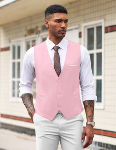 Enhance your formal attire with our Men's Sleeveless Formal Slim Fit Suit Vest. Crafted with impeccable tailoring and a slim fit design, this vest adds a sleek and polished look to any suit. The sleeveless design allows for a comfortable and breathable experience, perfect for any formal occasion. Stand out with confidence and style. 82% Polyester, 18% Spandex Care instructions Dry Clean or Hand Wash This Men's dress vests with high quanlity soft fabric, lightweight and smooth. Excellent craftman Business Vest With Single Button, Business Vest With Single Button Sleeveless, Business Sleeveless Vest With Single Button, Tailored Single Button Vest For Semi-formal Occasions, Elegant Semi-formal Sleeveless Vest, Elegant Sleeveless Semi-formal Vest, Sleeveless Suit With Vest For Workwear, Sleeveless Vest Suit For Workwear, Formal Fitted Single Button Vest