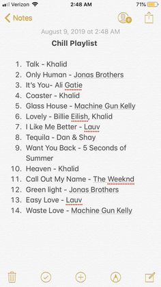 an iphone screen with the words chill playlist on it and other things to do