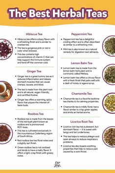 Tea Infographic, Healing Tea Recipes, Best Herbal Teas, Lemon Balm Tea