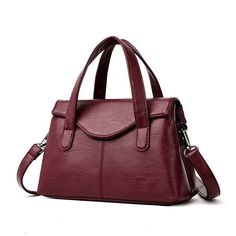 Solid Color PU Leather Tote Bag Burgundy Satchel Shoulder Bag For On-the-go, Burgundy Handheld Travel Bag, Casual Red Shoulder Box Bag, Burgundy Shoulder Bag For Daily Use, Burgundy Satchel With Large Capacity For Fall, Burgundy Large Capacity Satchel For Fall, Fall Burgundy Satchel With Large Capacity, Fall Burgundy Large Capacity Satchel, Handheld Burgundy Shoulder Bag For Travel