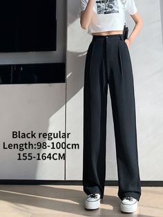 SPECIFICATIONSWaist Type: HIGHStyle: CasualSeason: SummerPattern Type: SolidPant Style: StraightOrigin: CN(Origin)Material: PolyesterLength: Full LengthGender: WOMENFront Style: FlatFit Type: LOOSEFabric Type: BroadclothDecoration: ButtonClosure Type: Button FlyBrand Name: NIJIUDINGAge: Ages 18-35 Years Old Dazy Shein, Loose Wide Leg Pants, Suit Pant, Elegante Casual, Long Trousers, Women Pants, Wide Leg Trousers, Womens Fashion Casual, High Waisted Pants