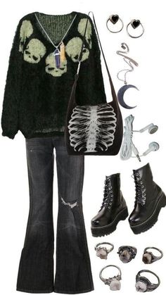 Fairy Grunge Outfit, 2000s Fashion Outfits, Alternative Outfits, Edgy Outfits, Retro Outfits, Grunge Fashion, Grunge Outfits