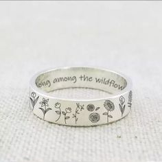 Sterling Silver Wildflowers Dandelion Flower Engraved Ring Details: - Condition: New - Metal: Copper & Silver (Stamped "S925") - Included: 1 X Ring Quote On Inside Of Ring: "You Belong Among The Wildflowers" Check Out My Other Listings! Other Items I Carry: Vintage Rings Retro Rings Men's Rings Sterling Silver Rings Engagement Bridal Wedding Rings Punk Biker Rings Ethnic Rings Floral Rings Pearl Rings Art Deco Rings Gothic Rings Couples Rings Ring Sets Heart Rings Funny Rings Silver Necklaces Go Funny Rings, Dandelion Ring, Ethnic Rings, Silver Rings Engagement, Rings Gothic, Retro Rings, Art Deco Rings, Rings Art Deco, Among The Wildflowers