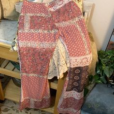 New Pants Never Worn Sage The Label Wide Bell Pants Boho Material Lined Side Zip High Waist!! Dusty Pink Green Maroon Ivory Live These Pants Boho Print!! Swishy Pants, Sage Pink, Slim Fit Suit Pants, Buckle Pants, Ribbed Flares, Pants Boho, Bell Pants, Womens Black Pants, Pant Trends