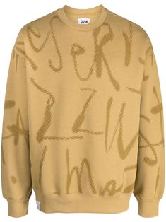 camel yellow cotton blend jersey texture all-over graphic print appliqué logo crew neck long sleeves elasticated cuffs elasticated hem Yellow Sweatshirt, Mens Activewear, Graphic Prints, Camel, Top Brands, Active Wear, Knitwear, Cotton Blend, Long Sleeves