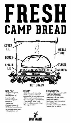 an advertisement for fresh camp bread with instructions on how to make it in the oven