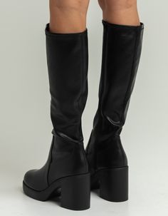 Knee High Black Platform Boots, Black Platform Knee High Boots, Going Out Boots, Chunky Knee High Boots, Winter Knee High Boots, Cute Black Boots, Knee High Boots Leather, Kneehigh Boots, Knee High Black Boots