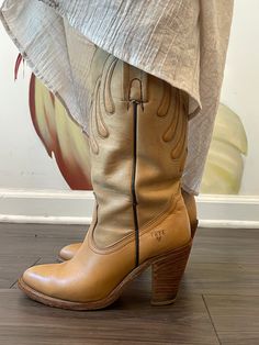 1980's all leather - stacked wood heel cowboy boot Buttery soft, natural leather, excellent condition Pair 'em with your favorite dress, or a pair of jeans Size 6-7 ish All vintage boots are final sale What Is Trending Now, Wood Heel, Vintage Boots, Cowboy Boot, Soft Natural, Cowgirl Boots, Favorite Dress, Stacked Heel, Natural Leather