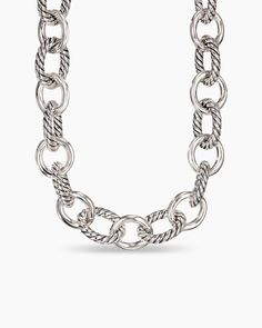 David Yurman | Oval Link Chain Necklace in Sterling Silver, 16mm Everyday Silver Chain Necklace, Elegant Everyday Chain Necklace, Classic Silver Chain Necklace Tarnish Resistant, Classic Silver Tarnish-resistant Chain Necklace, Classic Rectangular Chain Necklace, Luxury Silver Jewelry For Daily Use, Elegant Silver Jewelry For Travel, Yurman Necklace, David Yurman Necklace