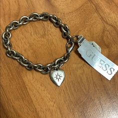 Brand New With Tags Attached Guess? Brushed Silver Chain Link Bracelet Heart Charm With Rhinestone Center Lobster Clasp Closure Art Websites, Chunky Charm Bracelet, Silver Bracelet Stack, Shiny Bracelets, Guess Jewelry, Thrift Inspo, Womens Bangles, Biker Jewelry, Bracelet Heart