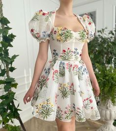 The Wildflowers Two-piece Mini Dress | Teuta Matoshi Teuta Matoshi, Womens Prom Dresses, Skirt And Sneakers, Lace Embroidery, Prom Gown, Tulle Dress, Look Fashion, Pretty Dresses, Pink Dress