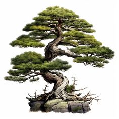 a bonsai tree on top of a rock